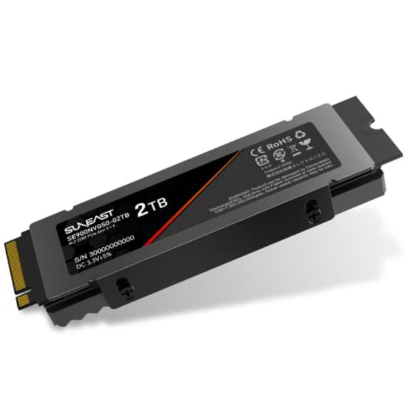 SUNEAST 2TB NVMe SSD PCIe Gen 4.0~4 (őǍ: 5,000MB/s ő发F4,400MB/s) PS5mFς A~q[gVNt M.2 Typ