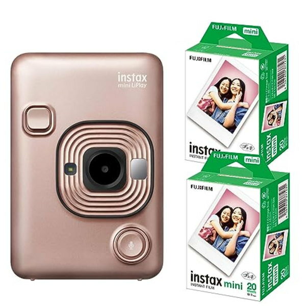 富士フイルム チェキ インスタントカメラ instax mini LiPlay ブラッシュゴールド 【3点セット】