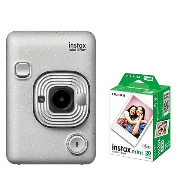 富士フイルム ハイブリッドインスタントカメラ チェキ instax mini LiPlay ストーンホワイト ＆フィルム20枚