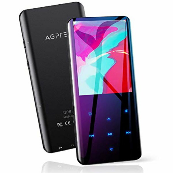 MP3プレーヤー AGPTEK Bluetooth5.2 32GB内蔵 mp3プレイヤー 3D曲面 音楽プレーヤー スピーカー内蔵 HIFI高音質 2.4インチ大画面 デ