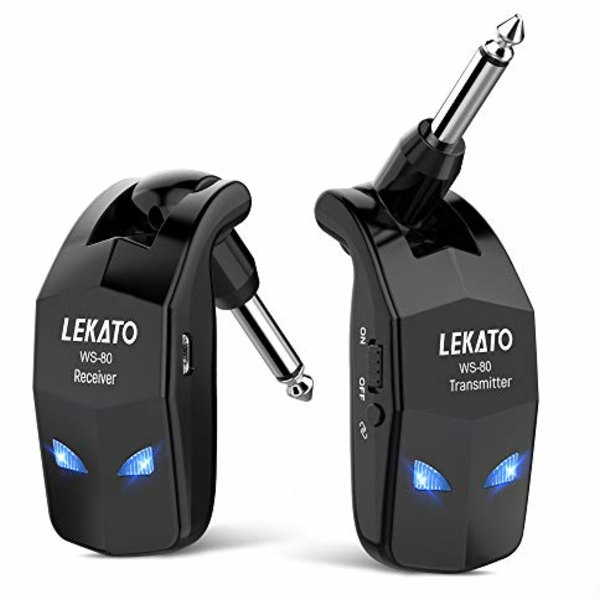 LEKATO ギターワイヤレスシステム エレキギター 送受信機 ブラックUSB充電 ギターに直接プラグ・イン エレキギターアンプ 4チャンネ