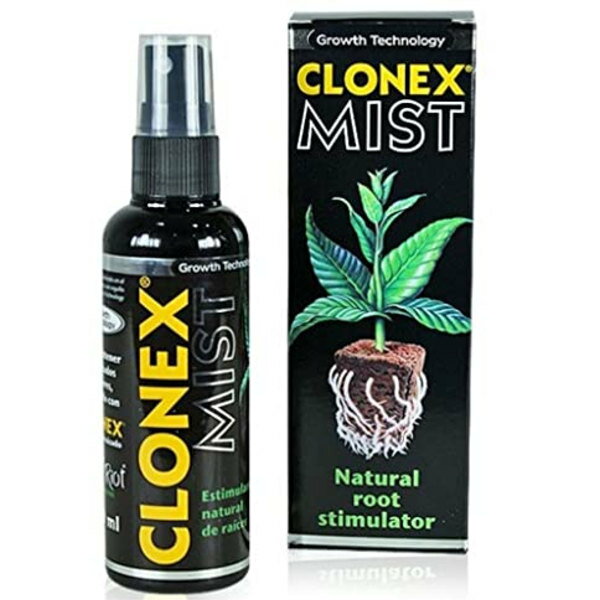 ◆商品名：CLONEX Mist 100ml クローン専用 葉面散布活力剤 クローン栽培用活力剤などに力点を置いているHydro Dynamics社から出てるCCLONEX　Mist （クロネクス）は、苗や挿し木に最適なクローン用葉面散布活力剤です。 希釈などは必要なく、スプレー容器のまま簡単にお使い頂けます。 メーカーのデーターでは水だけを噴霧した時よりクロネックスミストを使用すると30〜156％向上しています。 また、同時にルーティングコンパウンドした実験では最高で10日で発根することに成功しています。 クローン栽培の成功率を上げ、誰でも簡単にクローンが採れると評判の高い商品です。 Hydro Dynamids社のCLONEX　Mist　クローン用葉面散布活力剤は世界中のグロワーに愛されています。 CLONEX　Mist （クロネクス）とは？ クローン栽培用活力剤などに力点を置いているHydro Dynamics社から出てるCCLONEX　Mist （クロネクス）は、苗や挿し木に最適なクローン用葉面散布活力剤です。 希釈などは必要なく、スプレー容器のまま簡単にお使い頂けます。 メーカーのデーターでは水だけを噴霧した時よりクロネックスミストを使用すると30〜156％向上しています。 また、同時にルーティングコンパウンドした実験では最高で10日で発根することに成功しています。 世界中のグロワーから愛されている商品で（クロネクス）という名前くらいは聞いた方も多いはず!! クローン栽培の成功率を上げ、誰でも簡単にクローンが採れると評判の高い商品です。 CLONEX　Mist （クロネクス）の使い方 1.挿し木にする前に一度葉面散布します。 2.挿し木にする部分をカット 3.CLONEX Rooting Gelを苗の切り口につけて培地に定植します。 4.そしてまた、面散布します。