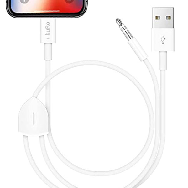 【AdLife】 iPhone 対応 AUXケーブル オーディオケーブル 車 ライトニングケーブル Lightning ケーブル 1.2m ライトニング端子 USB