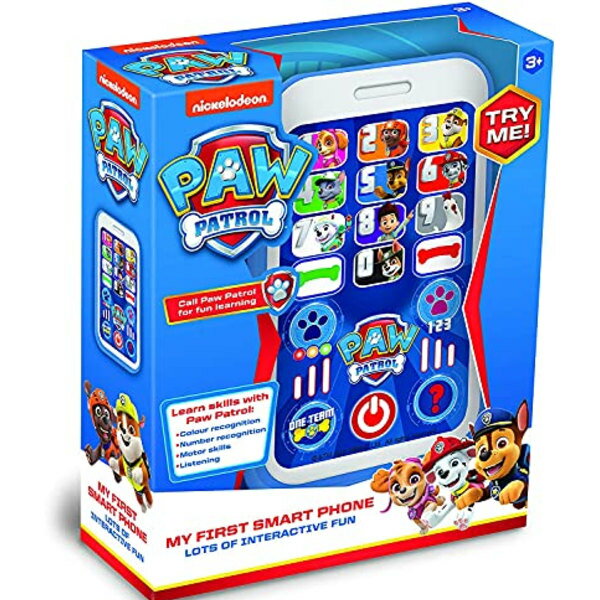 ◆商品名：パウパトロール スマートフォン おもちゃ 携帯 電話 英語知育 Paw Patrol Smart Phone [並行輸入品] パウパトロールの電話型おもちゃです。お出かけにも持って行きやすいコンパクトサイズ。 ライダーと子犬たちに電話して、色や数などを学ぼう！ 海外のお品のため、表記や音声など言語は「英語」です。 10種類のキャラクター達の「Hi!」が聞けます。 単4電池2本使用（試験電池が含まれています) 記憶、集中力、コミュニケーションを発達させる海外で人気のパウパトロールの知育玩具です。