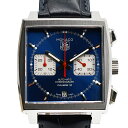 タグホイヤー モナコ 腕時計（メンズ） 【送料無料】【美品】タグホイヤー TAG Heuer モナコ CAW2111.FC6183SS×革 青文字盤 【メンズ】【腕時計】