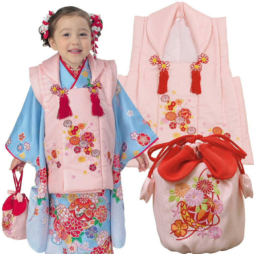 R・K 3歳 被布コート・巾着セット ピンク 七五三 3歳 7歳 こども kids 着物