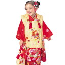 R・K 3歳 女児 被布セット 桜 牡丹 菊 赤 対応身長95cm 七五三 3歳 7歳 こども kids 着物