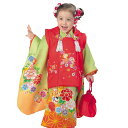 R・K 3歳 女児 被布セット 桜 牡丹 菊 ヒワ 対応身長95cm 七五三 3歳 7歳 こども kids 着物