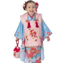 R・K 3歳 女児 被布セット 牡丹 鞠 桜 水色 対応身長95cm 七五三 3歳 7歳 こども kids 着物
