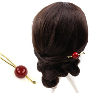 髪飾り 振袖 浴衣 和装 レトロ玉簪 かんざし エンジ 袴 卒業式 着物 入学式 ヘアアクセサリー ウェディング 前撮り パーティー 花しおり 赤 大原商店ネット通販