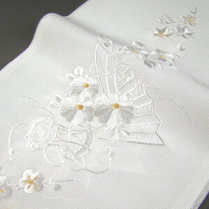 刺繍半衿 半襟 白/金 鼓に花文 結婚式 成人式 フォーマル 留袖用 黒留袖 色留袖 白 金ネット予約