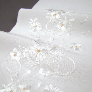 刺繍半衿 半襟 白/金 花に巻物 結婚式 成人式 フォーマル 留袖用 黒留袖 色留袖 白 金ネット予約