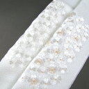 ちりめん四越 刺繍半衿 半襟 桜 結婚式 成人式 フォーマル 留袖用 黒留袖 色留袖 白 金