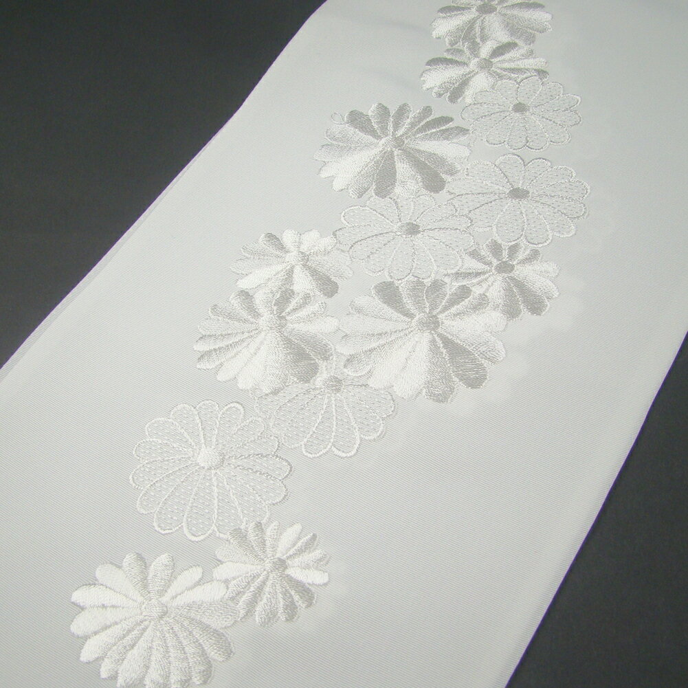 刺繍半衿 半襟 白/白 菊 結婚式 成人式 フォーマル 留袖用 黒留袖 色留袖