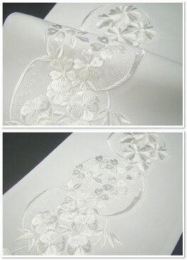 刺繍半衿(半襟)・白/白 花丸文 結婚式 成人式 フォーマル 留袖用 黒留袖 色留袖 白