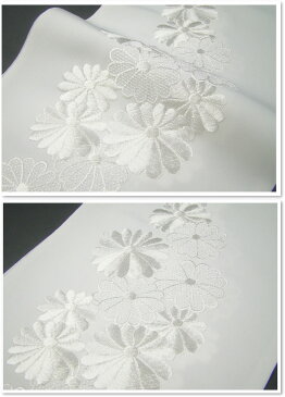 刺繍半衿(半襟)・白/白 菊 結婚式 成人式 フォーマル 留袖用 黒留袖 色留袖 白