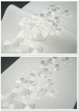 刺繍半衿(半襟)・白/白 梅 結婚式 成人式 フォーマル 留袖用 黒留袖 色留袖 白