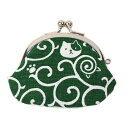がま口 財布 小 唐草ねこ 緑 ギフト プレゼント おしゃれ 可愛い 小銭入れ 名入れ可 敬老の日 母の日 父の日 クリスマス ホワイトデー