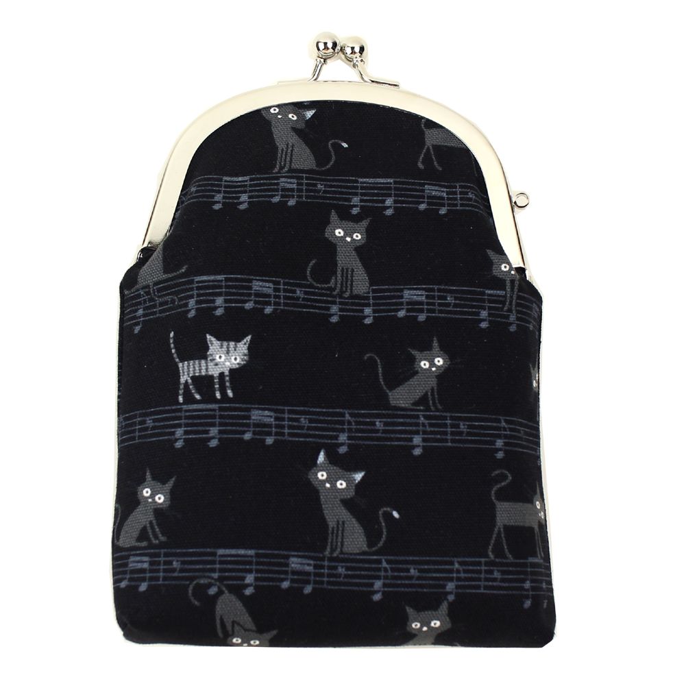 がま口 たばこケース 音符猫黒 ギフト プレゼント おしゃれ 可愛い マスクケース タバコケース アイコスケース ポーチ 敬老の日 母の日 父の日 クリスマス ...