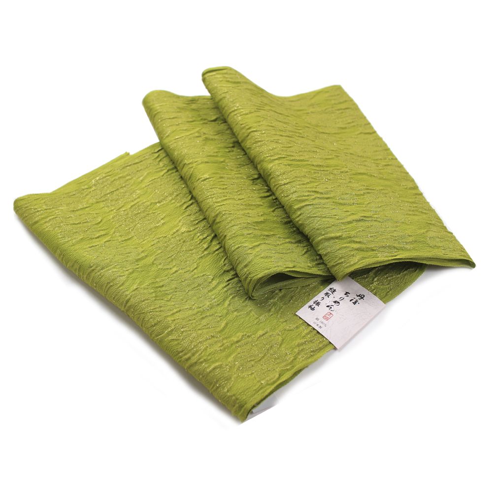 振袖 帯揚げ 大桜 黄緑 丹後ちりめん 縫取り 金通し 帯揚 おびあげ 成人式 結婚式