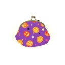 がま口 財布 小 ハロウィンかぼちゃ柄 紫 ギフト プレゼント おしゃれ 可愛い 小銭入れ 名入れ可 敬老の日 母の日 父の日 クリスマス ホワイトデー