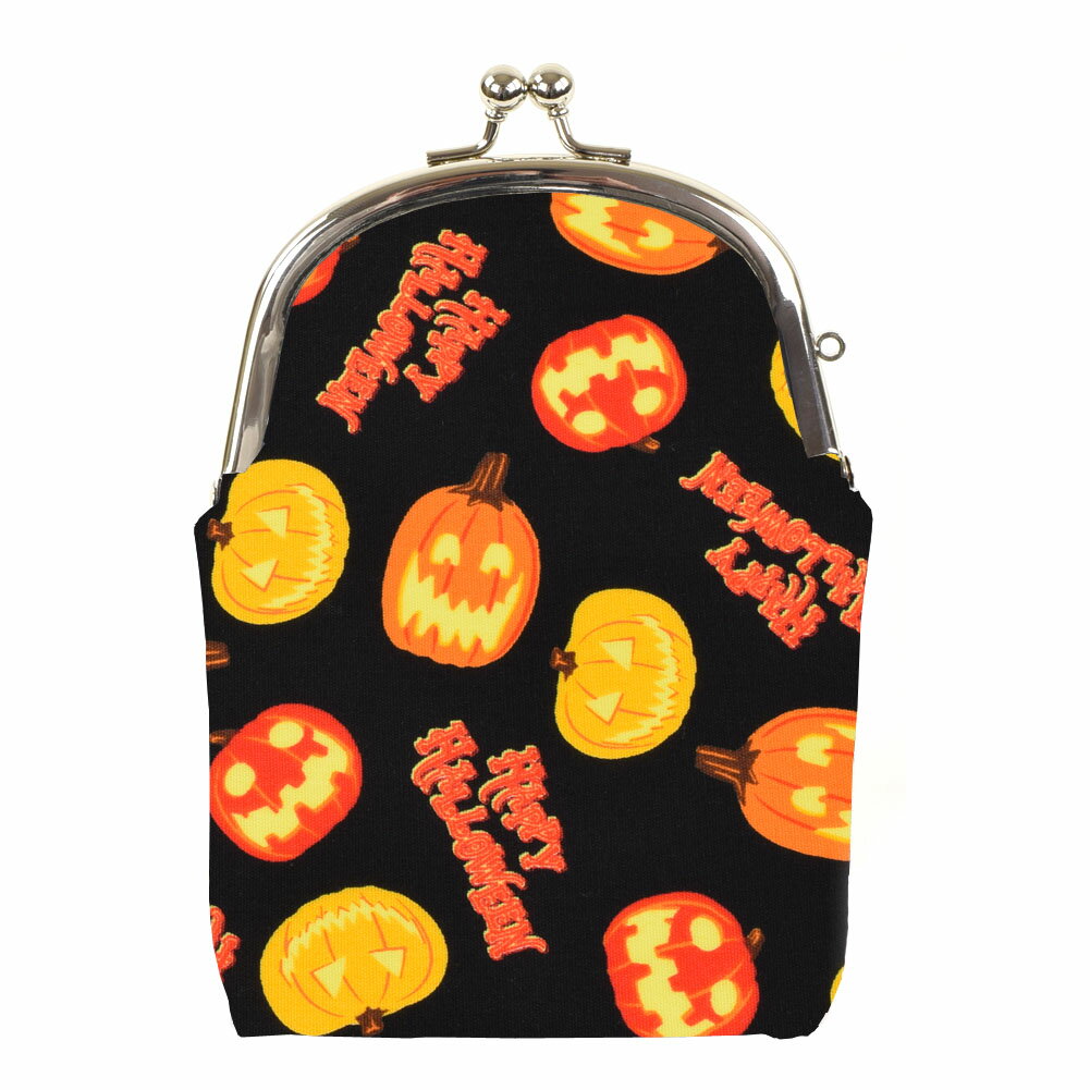 がま口 たばこケース ハロウィンかぼちゃ柄 黒 ギフト プレゼント おしゃれ 可愛い マスクケース タバコケース アイコスケース ポーチ 敬老の日 母の日 父の...