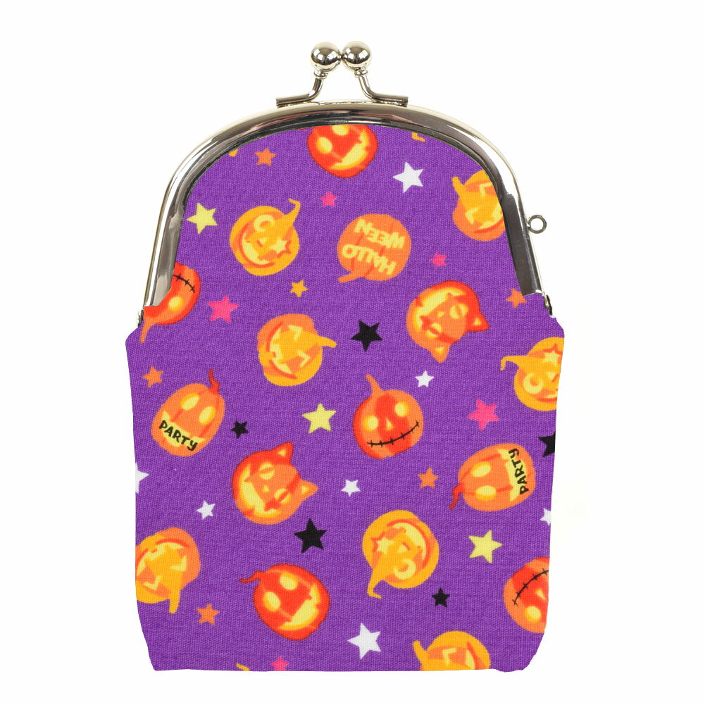 がま口 たばこケース ハロウィンかぼちゃ柄 紫 ギフト プレゼント おしゃれ 可愛い マスクケース タバコケース アイコスケース ポーチ 敬老の日 母の日 父の...