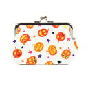 がま口 化粧ポーチ 小 ハロウィンかぼちゃ柄 白 ギフト プレゼント おしゃれ 可愛い がま口 ポーチ 敬老の日 母の日 父の日 クリスマス ホワイトデー