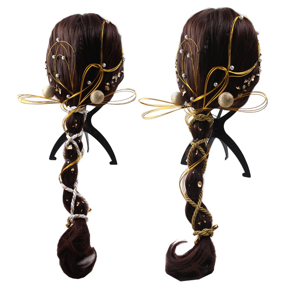 髪飾り 和装 パール 水引 組紐 毬玉 金箔 24点セット 花 着物 ヘアアクセサリー ヘッドドレス 黒 白 金 ゴールド