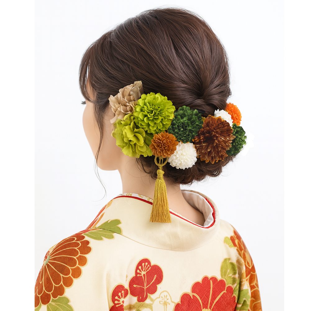 髪飾り 成人式 結婚式 和装 ダリア マム 10点セット 振袖用 ウェディング 卒業式 袴 花 着物 ヘアアクセサリー ヘッドドレス 赤 ピンク 紫