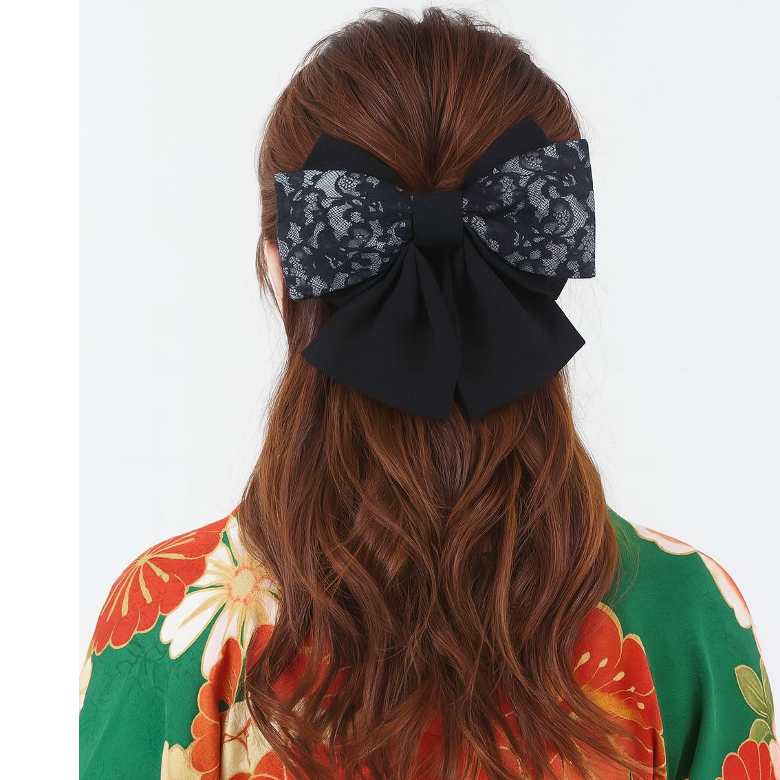 髪飾り 和装 ちりめん リボン 黒 レース 卒業式 袴 花 着物 ヘアアクセサリー ヘッドドレス