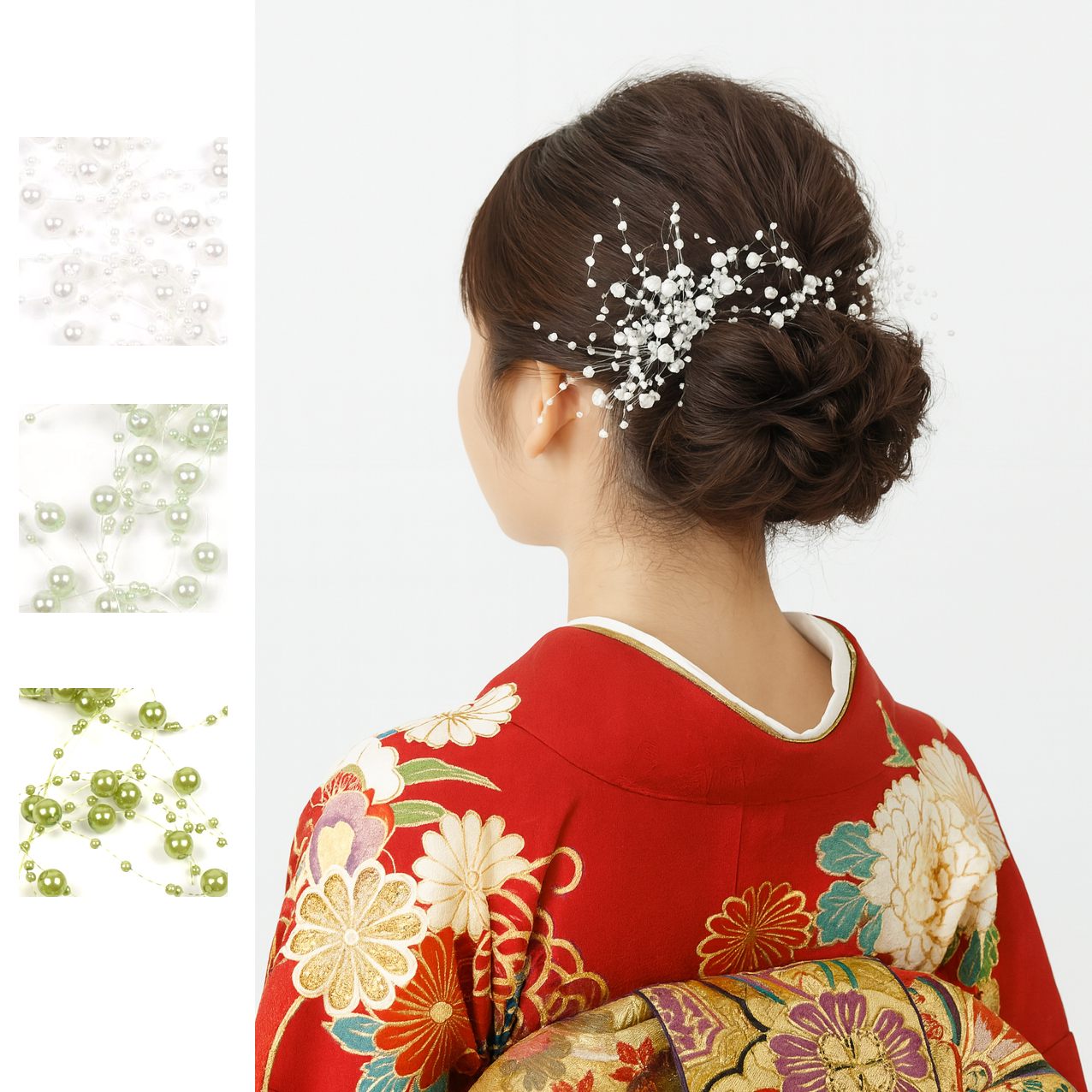 髪飾り 成人式 結婚式 浴衣 和装 パーツ パール 単品 振袖用 ウェディング 卒業式 袴 花 着物 ヘアアクセサリー ヘッドドレス ホワイト