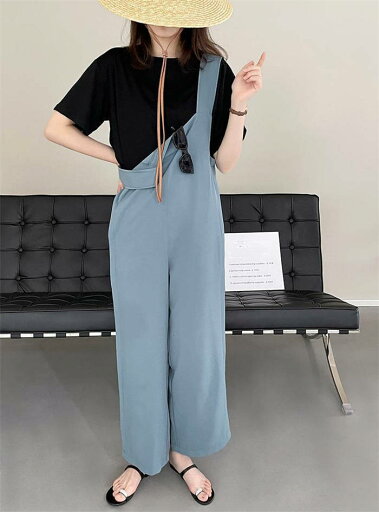 サロペット パンツ オールインワン レディース サロペットパンツ パンツドレス スクエアネック ワイドパンツ ロング ストレートパンツ デザイン感 ゆったり 体型カバー 着痩せ 無地 シンプル カジュアル きれいめ 着痩せ 大人 お洒落 可愛い 春 夏 秋 重ね着 送料無料