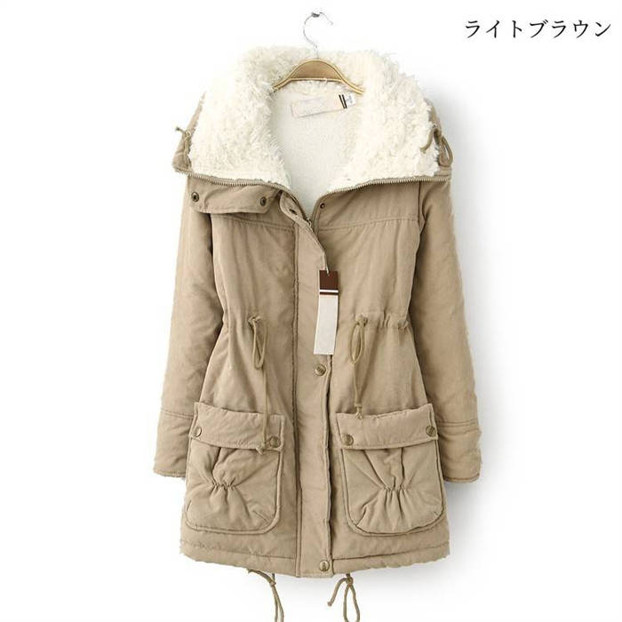 コート モッズコート レディース 新作 裏ボア ミリタリージャケット ボアコート 綿 ボア ウール 厚手 綿服 長袖 無地 ビッグシルエット ジャケット 防寒 暖か アウター 前開き 大きいサイズ 裏起毛 秋 冬 ゆったり 体型カバー カジュアル 通勤 OL お洒落 大人 送料無料のサムネイル