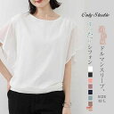 Tシャツ tシャツ レディース シャツ ブラウス シャツブラウス 二重 シフォントップス ラウンドネック プルオーバー 半袖 ドルマンスリーブ 無地 春 夏 薄...