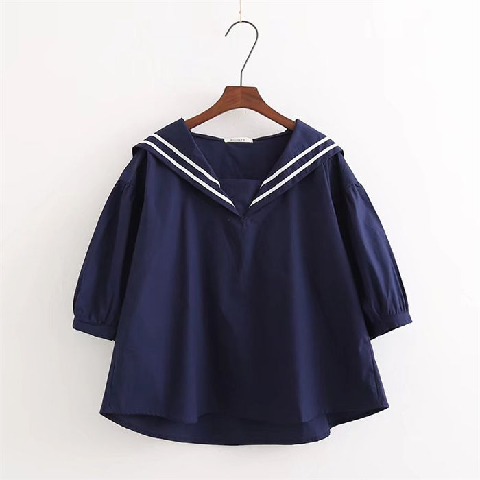 セーラーカラー シャツ ブラウス レディース 半袖 tシャツ 無地 白 紺色 シャツブラウス 半袖 レディース 春 夏 tシャツ レディース 半袖 カジュアル ゆったり 大きいサイズ シンプル おしゃれ トップス プルオーバー 着やすい 学生 ガーリー 送料無料