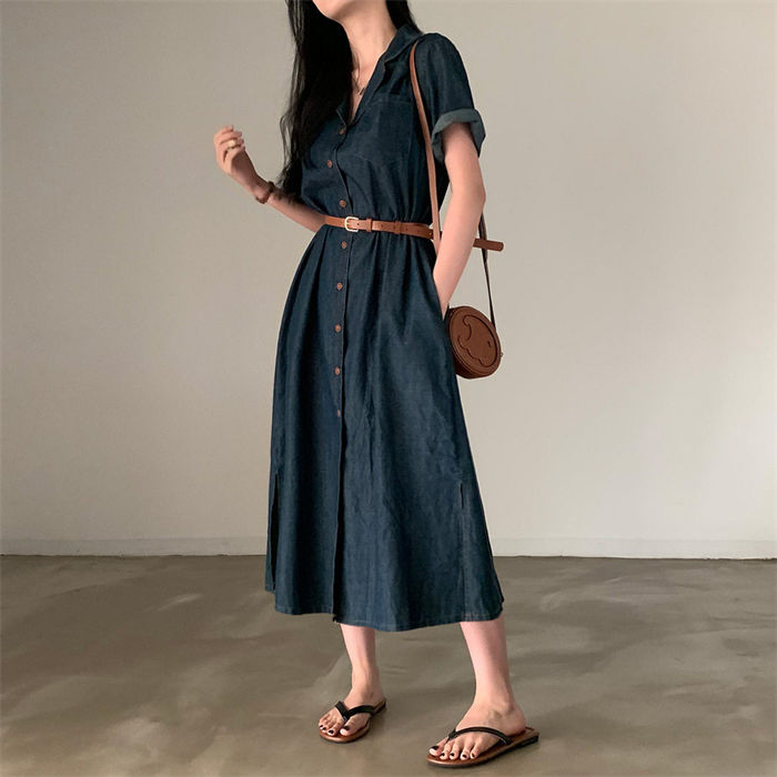 ワンピース レディース スクエアネック 半袖 ラッパ袖 ウエストマーク 切り替え 花柄 フレアデザイン ポリエステル ブルー フェミニン ガーリー 普段使い デート お出かけ 体型カバー 春夏