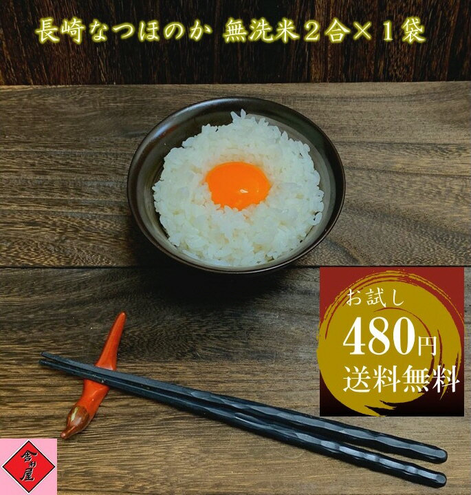 長崎県産 なつほのか お試し ワンコイン 480円 無洗米 二合 300g×1個 送料無料令和3年産米 米 こめ コメ 酸素検知付 脱酸素剤 長期保存 12ヶ月 かんたん炊飯 時短炊飯非常食 保存食 浄水器設置 フライパン炊飯 ローリングストック 日常備蓄 キャンプ BBQ