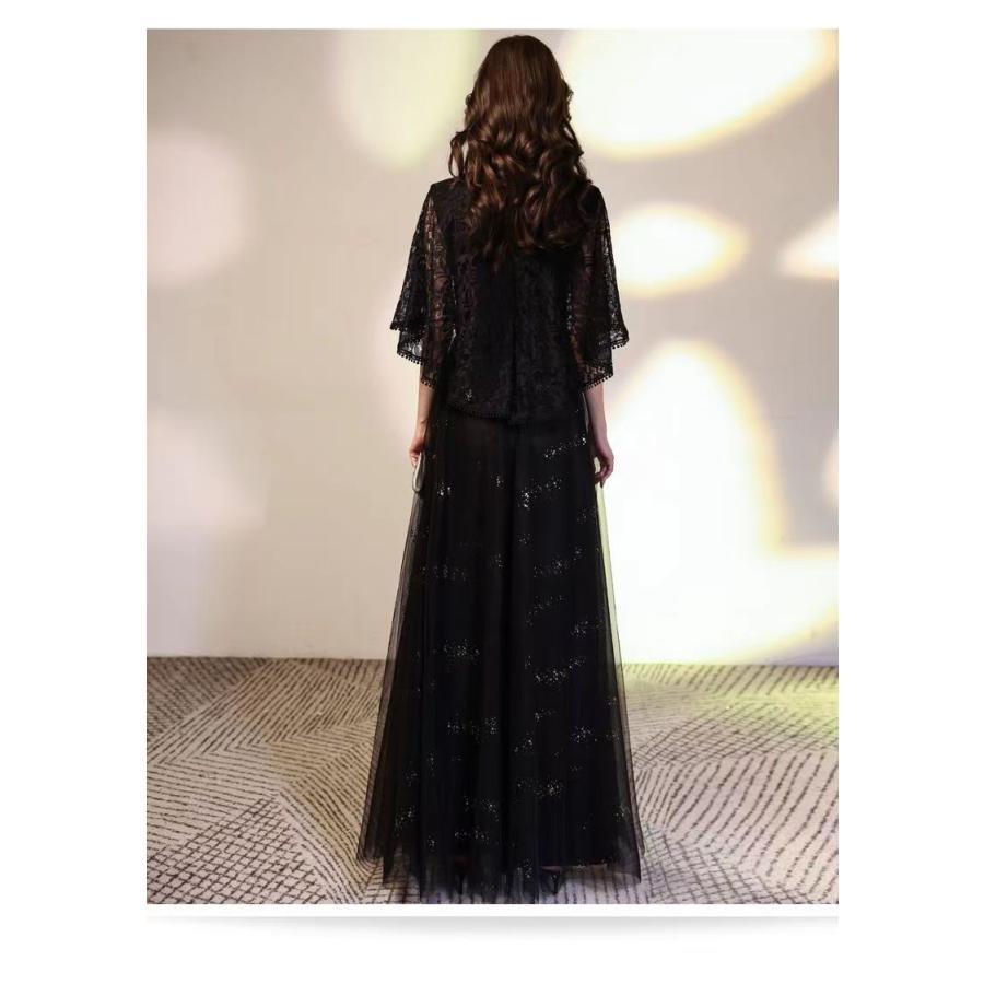 ワンピース レディース 高級パーティードレス レース マキシ丈 7分袖 オールインワン お呼ばれ 30代40代50代 結婚式 二次会 披露宴 パーティー 忘年会 XS~3XL