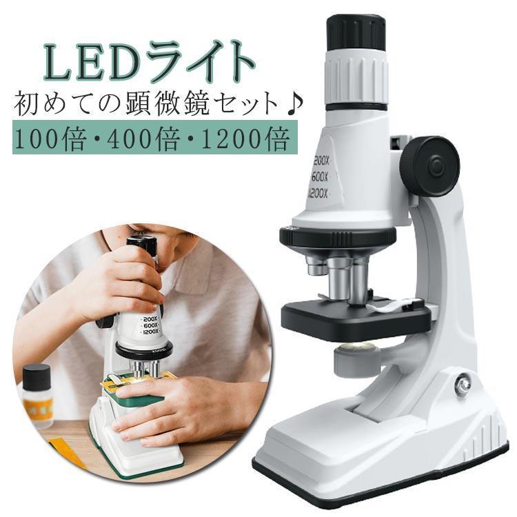 顕微鏡 子供用 小学生向け 顕微鏡セット 学習用 1200倍 600倍 200倍 科学 興味を育てる マイクロスコープ 初心者 ミニ顕微鏡 子供顕微鏡