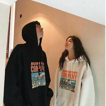 ペアルック カップル パーカー メンズ レディース 春 秋 冬 長袖 プリント トレーナー フード付き 大きいサイズ ゆったり オーバーサイズ ビッグシルエット あったか 暖かい ヒップホップ ストリート おしゃれ かわいい ペア お揃い 服 黒 白 赤
