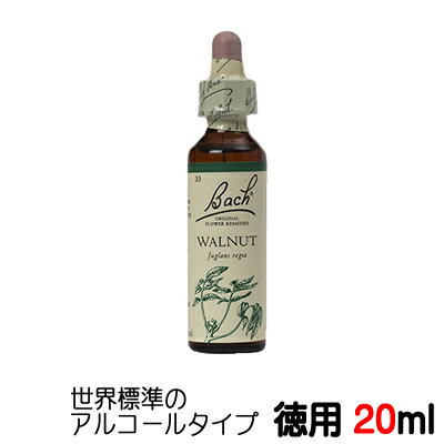 【ウォルナット】（平常心）★徳用20ml★ バッチフラワーレメディ 世界標準のアルコール ベース【メール便選択で送料無料】■気持ちの切り替えが早くなる【新価格2024.4/.1】