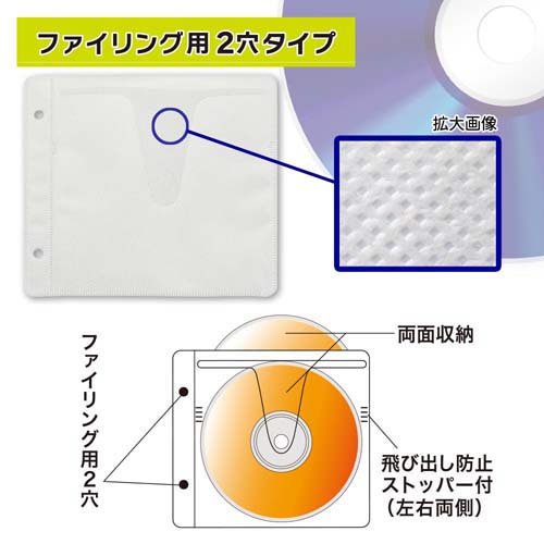 DVD＆CD不織布スリーブ 両面収納 RCD50W(25枚入)【OHM】