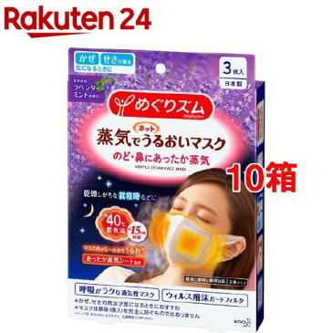 めぐりズム 蒸気でホットうるおいマスク ラベンダーミントの香り(3枚入*10箱セット)【めぐりズム】