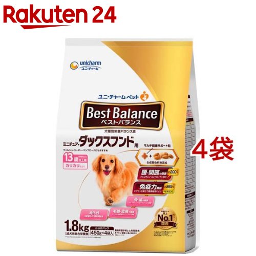 ベストバランス カリカリ仕立て ミニチュア ダックスフンド用 13歳以上用(1.8kg 4袋セット)【ベストバランス】