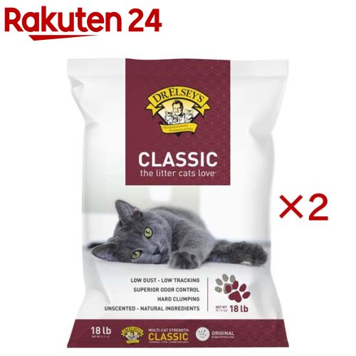 お店TOP＞ペット用品＞トイレタリー・衛生用品＞猫用トイレ用品(トイレタリー)＞猫砂・ネコ砂(ベントナイト)＞ドクターエルシーズ クラシックリッター 猫砂 (8.16kg×2セット)【ドクターエルシーズ クラシックリッター 猫砂の商品詳細】●肉球に優しく飛び散りにくい天然ベントナイト。●優れた消臭力とガッチリ固まる抜群の吸収性で、毎日の掃除も簡単。●単頭・多頭飼いどちらにも最適な、化学香料不使用のアメリカ製プレミアム猫砂です。【規格概要】天然ベントナイト【注意事項】・使用済みの猫砂は必ずゴミ箱へ捨ててください。・水質汚染や環境破壊を防ぐため、屋外の溝、雨水管、排水路などには絶対に捨てないでください。【原産国】アメリカ【ブランド】Dr. Elsey's(ドクターエルシーズ)【発売元、製造元、輸入元又は販売元】ヘンリー株式会社こちらの商品は、ペット用の商品です。※説明文は単品の内容です。リニューアルに伴い、パッケージ・内容等予告なく変更する場合がございます。予めご了承ください。(ドクターエルシーズ クラシックリッター 猫砂 キャットリター litter トイレ砂 猫トイレ 消臭砂 鉱物系 固まる猫砂 脱臭 防臭 無臭 凝固 エルセー エルスレイ)・単品JAN：338002004ヘンリー株式会社03-6913-1815広告文責：楽天グループ株式会社電話：050-5577-5043[猫用品/ブランド：Dr. Elsey's(ドクターエルシーズ)/]