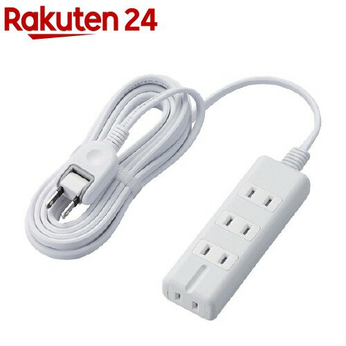 エレコム 電源タップ 3m 4口 雷ガード ほこりシャッター マグネット 白 T-KM01-2430WH(1個)【エレコム(ELECOM)】