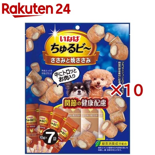 いなば ちゅるビ〜 ささみと焼ささみ 関節の健康配慮(7袋入×10セット(1袋10g))【ちゅ〜る】のサムネイル