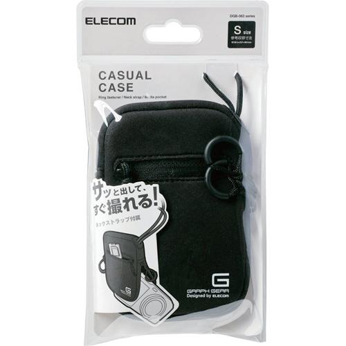 エレコム デジタルカメラケース ネックストラップ付き Sサイズ ブラック DGB-063BK(5個セット)【エレコム(ELECOM)】