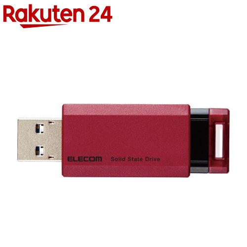 エレコム SSD 外付け ポータブル 500GB 小型 ノック式 レッド ESD-EPK0500GRD(1個)